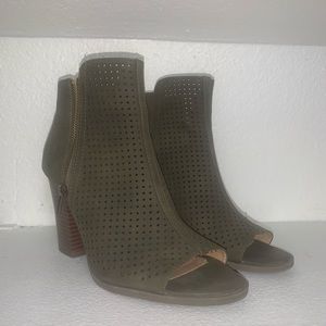 Navy Green Suede Heels